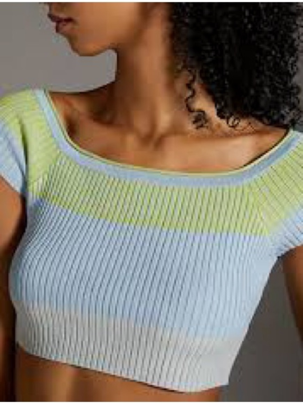 Daily Practice Cropped Ribbed Knit Top - Size L